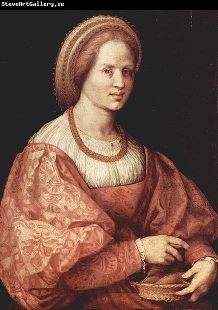 Jacopo Pontormo Portrat einer Dame mit Spindelkorbchen
